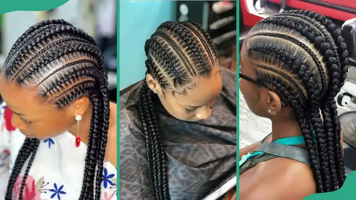 36" Jumbo Knotless Box Braids Wig | Incoo Full Lace Cornrow Wig | Transparent Lace | African Braided Hair by Luxegan