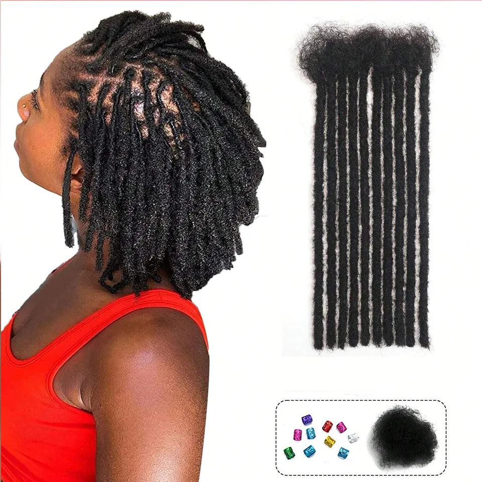 100% Real Human Hair Dreadlock Extensions | 8-14 Inch Colored Remy Locs (20/40/60 Strands, 0.6cm Thickness) by Luxegan