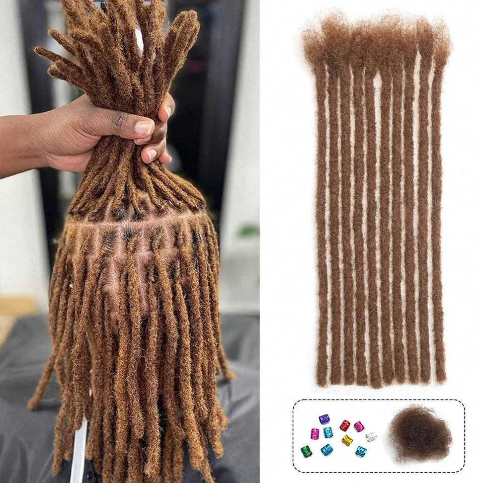 100% Real Human Hair Dreadlock Extensions | 8-14 Inch Colored Remy Locs (20/40/60 Strands, 0.6cm Thickness) by Luxegan
