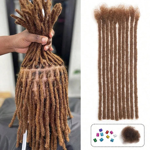 100% Real Human Hair Dreadlock Extensions | 8-14 Inch Colored Remy Locs (20/40/60 Strands, 0.6cm Thickness) by Luxegan