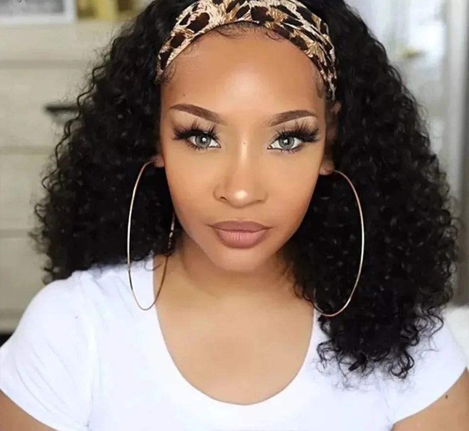 180% Density Jerry Curly Headband Wig | Glueless Brazilian Remy Human Hair by Luxegan