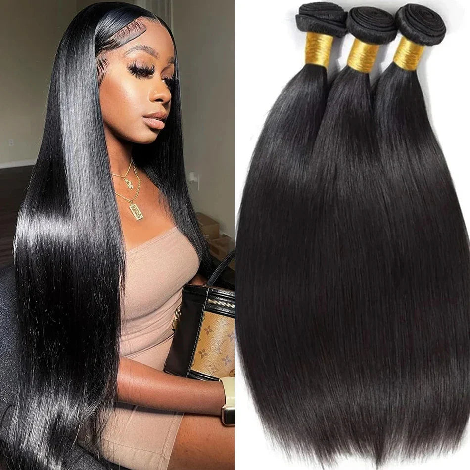 8-32 Inch Bone Straight Brazilian Remy Human Hair Weave Bundles | Natural Color 12A | 1, 3, or 4 Bundles by Luxegan