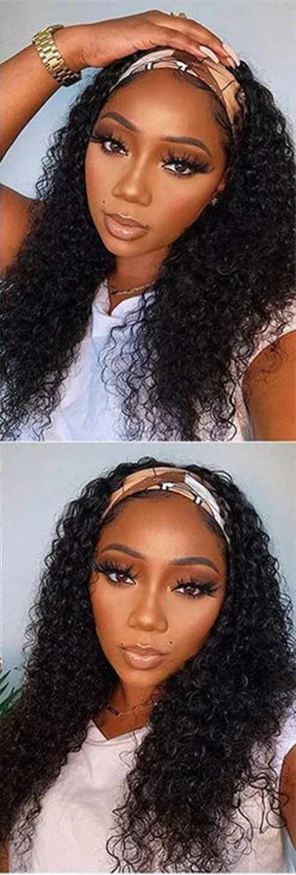180% Density Jerry Curly Headband Wig | Glueless Brazilian Remy Human Hair by Luxegan
